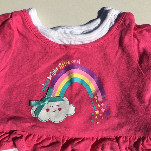 Rainbow Cloud Crop Top Onesie Size 3-6 Months Pink White - Picture 3 of 5
